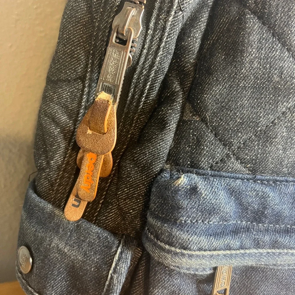 Superdry Japan Outdoor Quilted Denim Backpack Rugged Streetwear